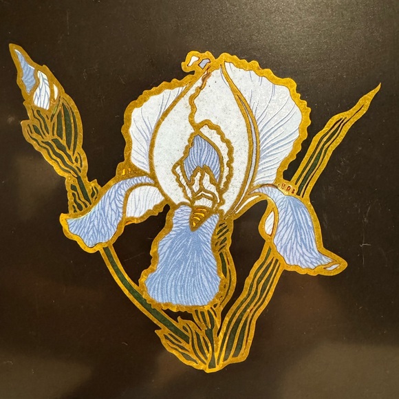 Vintage Couroc Iris Inlay Tray Black 12.5 x 9.6 - Picture 4 of 4